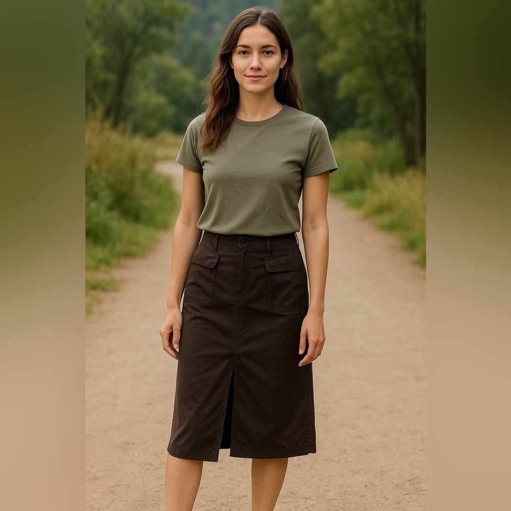 Patagonia Utility Skirt Womens 8 Brown Hiking Outdoor Midi Pockets
